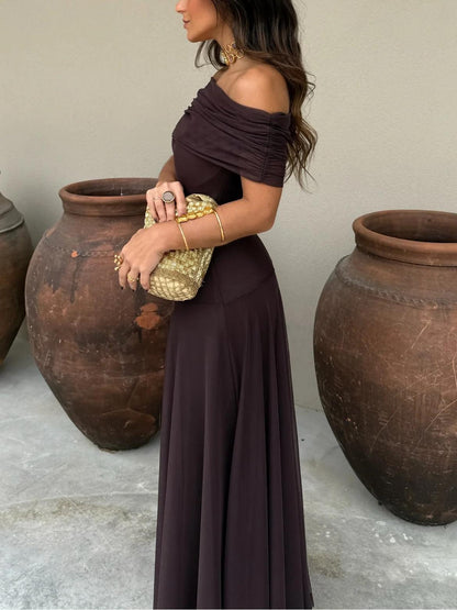 Vestido maxi de malla Toledo con un solo hombro