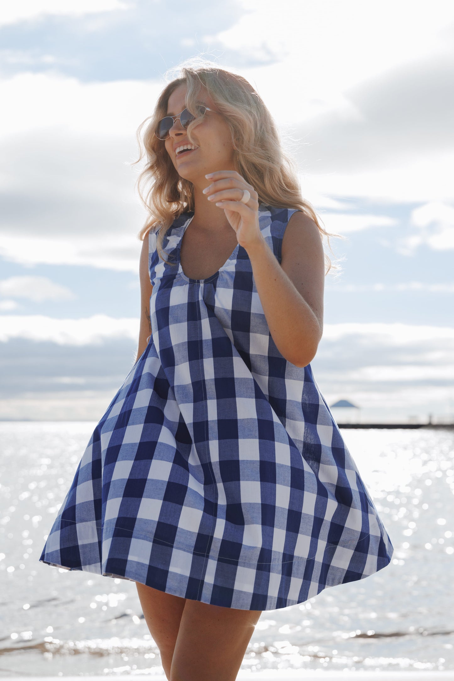Mini vestido Jorah - Plaid azul