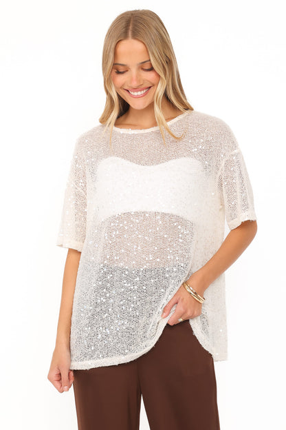 Camiseta transparente Nadine - Crema